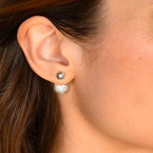 Claire’s sparkling silver double-balled reversible studs set